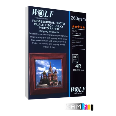 کاغذ سافت سیلک (ابریشمی صاف) ولف سایز 15×10 وزن 260 گرم 100 برگ
