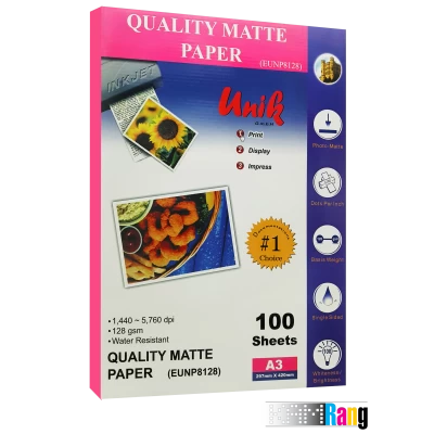کاغذ فتوگلاسه یونیک سایز A3 وزن 260 گرم 50 برگ
