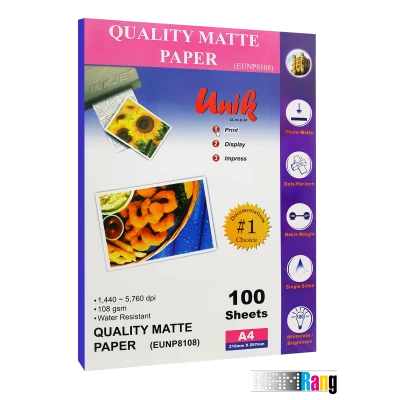 کاغذ ابریشمی یونیک سایز A4 وزن 240 گرم 10 برگ پشت چسب دار