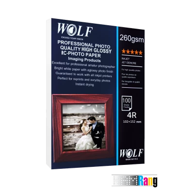 کاغذ های گلاسه ولف سایز 10x15 وزن 260 گرم 100 برگ