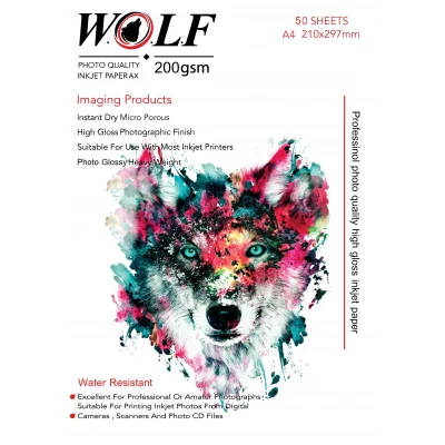 کاغذ گلاسه ولف سایز A4 وزن 200 گرم 50 برگ