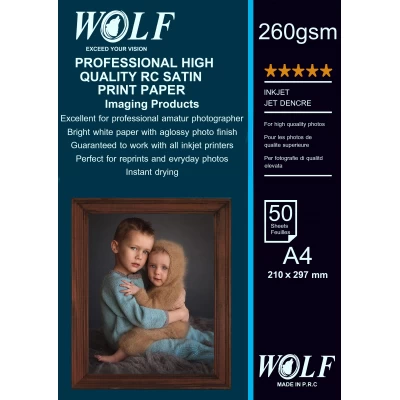 کاغذ سیلکی (ابریشمی) ولف سایز A4 وزن 260 گرم 50 برگ