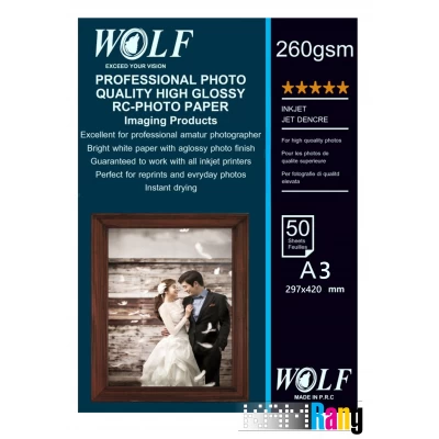کاغذ فتوگلاسه ولف RC  سایز A3 وزن 260 گرم 50 برگ