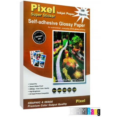 کاغذ گلاسه پیکسل سایز A4 وزن 120 گرم 100 برگ پشت چسب دار