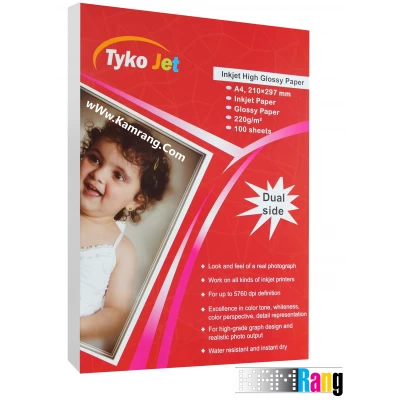 کاغذ فتوگلاسه تایکوجت سایز A4 وزن 220 گرم 100 برگ دوطرفه