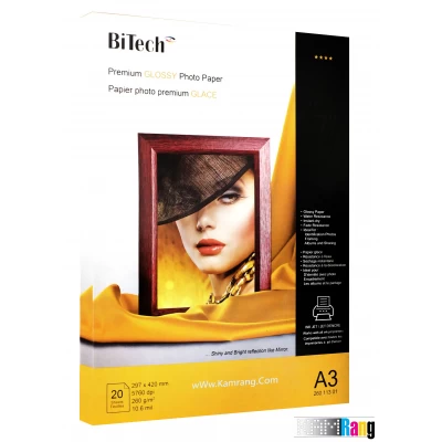 کاغذ فتوگلاسه بایتک سایز A3 وزن 260 گرم 20 برگ