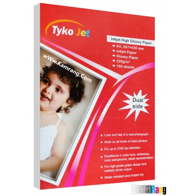 کاغذ های گلاسه تایکوجت سایز A3 وزن 220 گرم 100 برگ دوطرفه