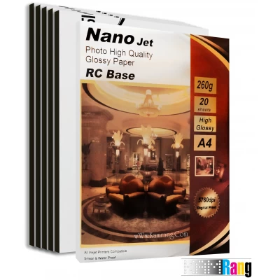 کاغذ فتوگلاسه نانوجت سایز A4 وزن 260 گرم 20 برگ