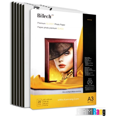 کاغذ فتوگلاسه بایتک سایز A3 وزن 260 گرم 20 برگ