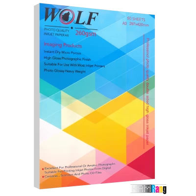 کاغذ های گلاسه ولف سایز A3 وزن 260 گرم 50 برگ دوطرفه