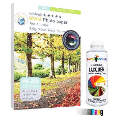 کاغذ گلاسه فاین آرت دبلیو دبلیو سایز A4 وزن 220 گرم 50 برگ طرح چوب